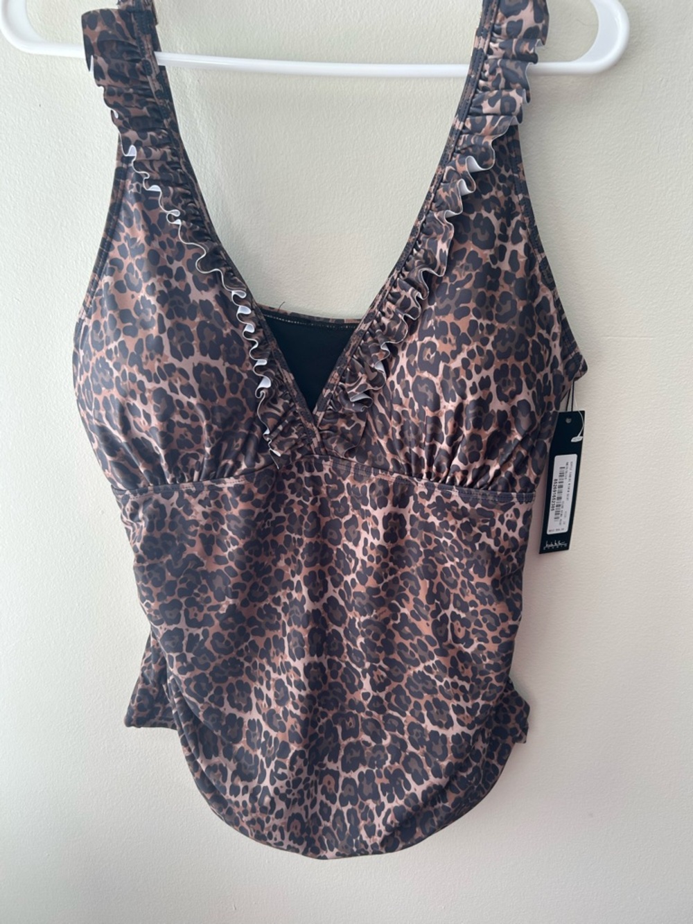 Nicole Miller NWT- Leopard Print Ruffle Tankini Top and matching skirt/bottoms